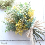 【セット販売】ミモザとかすみ草とミントの草原ブーケ＆ブートニア＆花冠