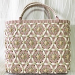 【K様オーダー品】ポケット&巾着トップ付き 六つ目華編みの手提げbag〜あがりういろう