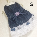 デニム風メッシュワンピース／ S