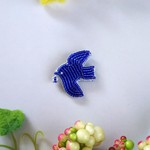 ビーズ刺繍ブローチ『blue bird』