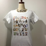 レディースTシャツ(Lサイズ)『アルファベットとネコ』