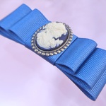 グログランリボンとカメオのバレッタ