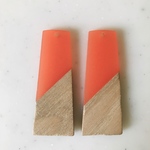 Orange Wood Trapezoid Pendant Tops