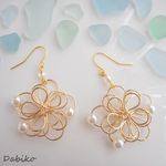 ワイヤーフラワーパール上品ピアス/イヤリング♡秋・冬