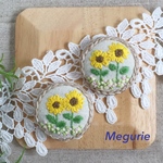 可愛い刺繍ブローチ＊ひまわり＊ヘアゴムに変更可