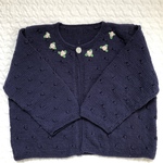 《紺》ベビー&キッズ☆お花刺繍コットンニットカーディガン