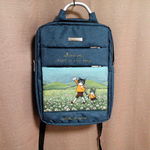 【お名前入れ無料】大きな薄型リュックサック　ハイキングにゃんこ