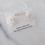 clear bijou ×pearl (short)＊ear accessory