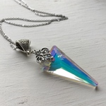 再販×12   夜の魔術部 大きな オーロラ スピアガラス ネックレス