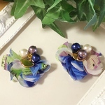 耳に優しい魔法のイヤリングorピアス【ブルーシフォンタッセル】痛くない！落ちにくい！と好評♡