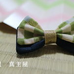 <再販×2>　和布リボン　大正ロマン風ヘアクリップ　市松黄緑