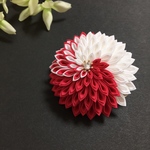 《レッドローズ色》バイカラーお花の髪飾り★つまみ細工☆着物☆浴衣☆七五三☆成人式☆卒業式