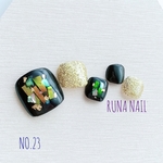 RUNA♪フットネイル♡ブラックオーロラ×シェルネイルチップ