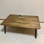 【一枚板/側面は面取り加工済み】 アンティーク風　折りたたみ式 ローテーブル〈BIG〉＜No.054＞