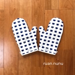 キッチン ミトン(両手セット)マグカップ猫さん・アイボリー