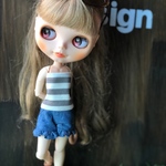 ネオブライス リカちゃん ボーダーベアトップ＆フリルショートパンツセットB