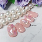 082 ネイルチップ  シェルネイル 結婚式  秋ネイル 冬ネイル