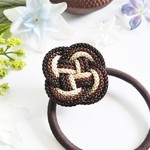 組紐和ヘアゴムクローバー　チョコレート