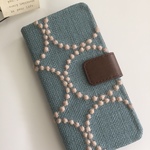 ミナペルホネン＊ linen blue ＊携帯ケース手帳型
