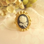 ♡ローズカメオリング♡（Black）
