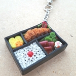 とんかつ弁当のキーホルダー(シルバー)