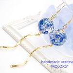 ⁂再販⁂ブルーフラワー柄ピアス・イヤリング+++KOLORS+++