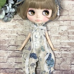 1287  Fluffy flowers 生成り Blythe ブライス アウトフィット