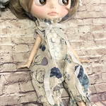 1287  Fluffy flowers 生成り Blythe ブライス アウトフィット