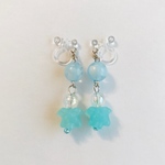 ブルー【金平糖とアクリルビーズのノンホール樹脂ピアス】キッズイヤリングアクセサリー