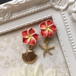 Ｎｏ．349 プルメリア シェル＆ヒトデピアス