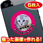 猫　ステッカー/シール　スマホ/ガラケー　★写真入り★　ローズレッド（バラ色）