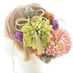 ヘッドドレス・髪飾り　菊・毬・タッセル・カラフル　結婚式☆ウェディング☆和装婚☆和婚☆白無垢☆打掛け☆成人式☆卒業式 