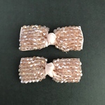2個  リボン刺繍パーツ  シャンパンベージュ　J076-0