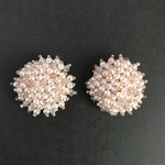 2個  フラワー刺繍パーツ  パールゴールド　D154