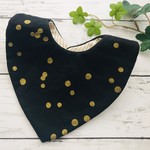 ベビースタイ☆シックな黒ドットとヒッコリーのリバーシブルスタイ
