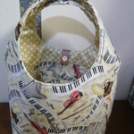 me様オーダー品：USA生地　オーケストラ柄の持ち手一体型トート（小ぶり）
