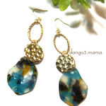 490円☆べっ甲(ブルー系)☆ロングのピアス/イヤリング