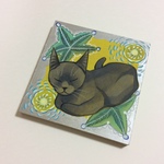 手描き ねむねむ猫のイラスト④ 絵 絵画 アート壁掛け