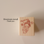 【消しゴムはんこ＊女の子 × うさぎ Thank you】