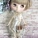 1307 ナチュラル ロンパース stripe Blythe ブライス アウトフィット