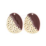 PDT-1994-G【2個入り】オーバルペンダント,oval Hammered Texture&Epoxy Pendan