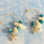 ヒトデとシェルのフープピアス