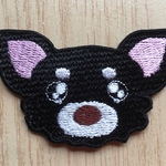 黒チワワB刺繍ワッペン  中