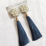 ロングタッセル×つぶつぶパール  大ぶり ピアス / イヤリング  ウェディング