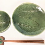 紫陽花の織部中皿