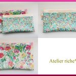 Ｌさまご予約品　LIBERTY　Karena　15P　＆　Betsy　ターコイズブルー　◆　ビニコのクリアポケットポーチ　A5サイズ＆　マスクポーチ