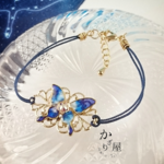 （紺紐ver）星空色の蝶のブレスレット