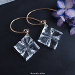 【再入荷】*14kgf ♢ 花氷のピアス 四弁 ~Hanagohri~ *宝石質クリスタル