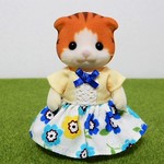 シルバニアファミリー　大人用　ワンピース　青系フラワー　服　シルバニア