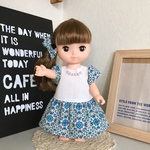 フリルスリーブのネックレス風ワンピース&リボンのヘアゴムセット＊メルちゃん ソランちゃんの服＊
